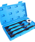 Long Reach Harmonic Balancer Installer Kit For Ford Crankshaft Pulleys 5 Piece Pulley Puller Set in blue case