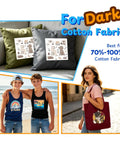 Pillows and tote bag with vibrant dark fabric transfer prints for cotton, showcasing designs from Vibrant Dark T Shirt Iron On Transfer Paper Set.