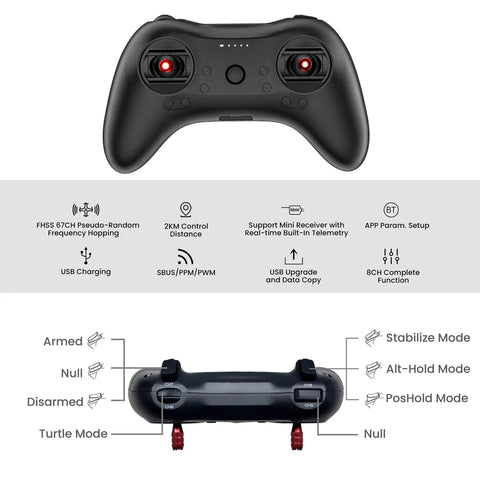 T8S 8CH 2.4GHz transmitter for Beginner Friendly FPV Drone With Optical Flow Position Hold and Turtle Mode RC Quadcopter Kit