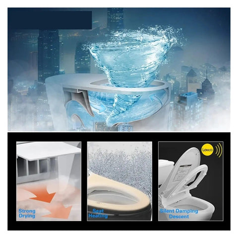Electric Bidet Toilet Seat Cover Pumping Heat With Built In Led Night Light And Kid Safe Bench, featuring seat heating and strong drying.