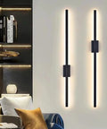 Modern Wall Sconces, Wall Lamp LED Metal Modern Reading Lamps Elegant Rectangle Indoor Wall Sconce Acrylic Wall Lighting Fixture 44W for Bedside Bedroom Living Room Hallway 3,Black Warm Light-100CM on a wall with soft lighting.