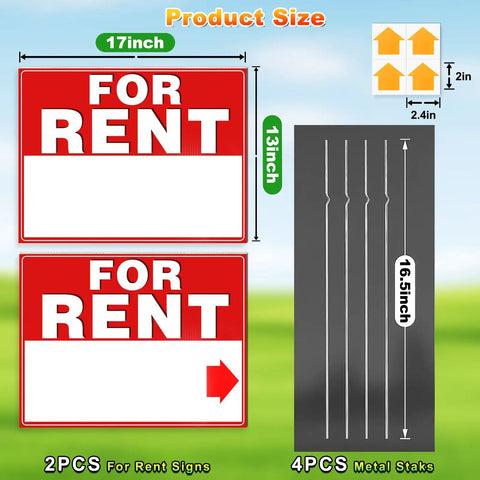 Double Sided For Rent Yard Sign Set With Metal Stakes 17 By 13 Inch Corrugated Plastic Real Estate Signs layout