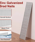 Premium Quality Heavy Duty 18 Gauge Brad Nails 1-1/4 Inch Zinc Galvanized With Knockout Sharp Points For Pneumatic And Wireless Brad Nailer 1000 Count Finishing Nails shown with smooth surface, sharp point, and rust resistance.