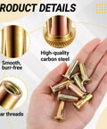 Hand holding zinc plated rivet nuts, detailed views showing smooth surface and clear threads; part of 100 Pcs 1/4-20 Rivet Nuts Multi Grip Threaded Insert Nut Kit Zinc Plated Steel Flat Head Nutserts For Sheet Metal Automotive And DIY Repair Projects Heavy Duty Pro Grade Fit For Auto Body And Home Projects.