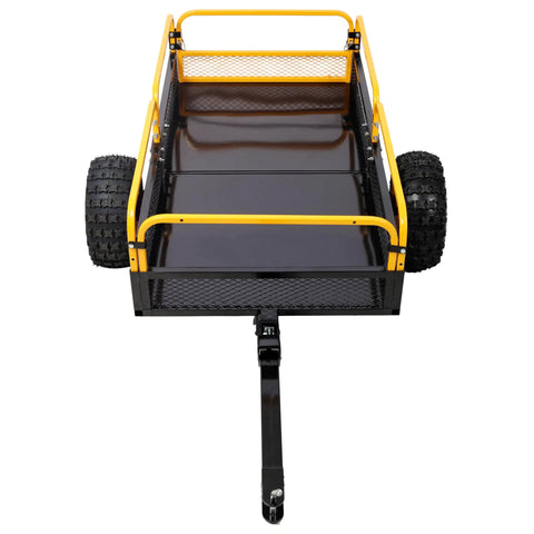 Tow Behind Dump Cart With 1000 Lb Load Capacity And Built-Tough Solid Steel Bed For ATV UTV Lawn Mower Tractor Yard And Farm Hauling