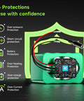 High Capacity 24V Lithium Battery 4000mAh 96Wh With Charger Bare Leads And Cable Connector, features 6 protection modes