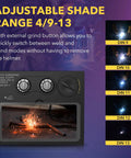 Image showing HD Auto Darkening Welding Lens With True Color View, Solar Powered, adjustable shade range controls 4/9-13