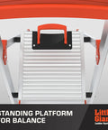 Flip N Lite 5-Foot Aluminum Stepladder With Huge Platform For Stable Footing, No-Slip Feet, Ultra Foldable Ladder With Built-In Tool Tray, Lightweight Yet Tough For Home Projects And Pro Jobs, standing platform detail