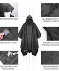 3 In 1 Hooded Rain Poncho For Adults With Pocket Waterproof Lightweight Unisex Rain Coat For Hiking Camping And Emergencies Black