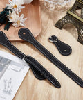 Two Pieces Handmade PU Leather Spur Straps For Western Riding With Adjustable Buckle Double Ply Reinforced Stitching