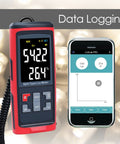 Lux Meter Logger With Split Sensor For iPhone And PC, App Controlled Readings For Plant Growth, Accurate Ambient Light Measurements, Easy Reading Capture And In-Depth Light Data, red handheld device