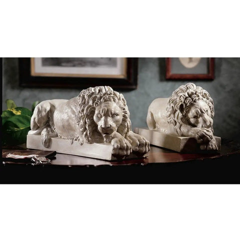 Vatican Lions Statue Replica For Home Decor And Spiritual Collectors, Handcrafted Resin Sculpture from St. Peter's Basilica on display