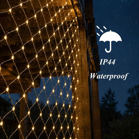 480 LED Gazebo Net Lights 10x10ft Mesh Curtain Outdoor Waterproof with Warm White Twinkling in Rain