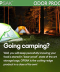 Night camping scene with tents, suggesting use of Odorproof Dry Bags for Backpacking and Camping Storage, Reusable Resealable 9x10 Inch Two Pack.