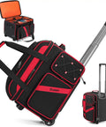 Rolling DJ Gear Bag With Wheels For Equipment, Fits 15.6 Inch Laptop, shown with padded dividers and retractable handle