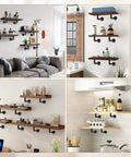 Heavy Duty Pipe Shelf Brackets Six Pack L Shaped Iron Shelving Brackets For 7 To 14 Inch Boards in living and kitchen areas