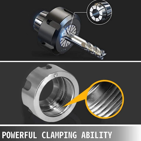 Durable Spring Steel ERG16 Collet Chuck Perfect For Boring Milling And Reaming Tasks With Tire Repair Grinding Heads For Rotary Tools And Hobby Projects, close-up view showing clamping details.
