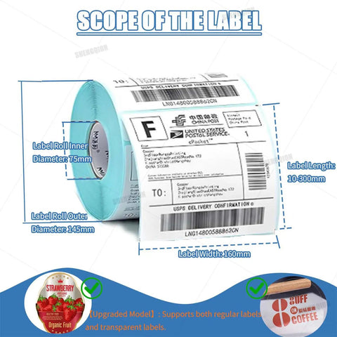 No Sweat Heavy Duty Round Bottle Labeling Machine With Smart Digital Control showing label roll size details and dimensions.
