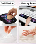 4 In 1 Desk Mat Set With Keyboard And Mouse Pad And Wrist Rest Large Computer Desk Pad For Home Office Purple Butterflies Design
