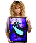 Solo Leveling Igris Shadows and Monsters Metal Wall Art Magnet Mounted Premium Poster With Vivid High Resolution Graphics held by model