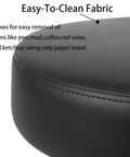 Close-up of heavy duty adjustable stool cushion featuring easy-to-clean fabric, for all day comfort in garages, clinics, or salons.