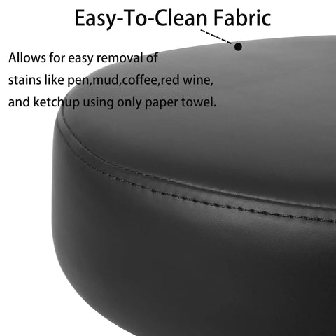Close-up of heavy duty adjustable stool cushion featuring easy-to-clean fabric, for all day comfort in garages, clinics, or salons.