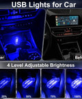 Two Pack USB Car Lights, Touch Dimmable Retro Glass Bottle LED Night Lights illuminating car interior at different brightness levels