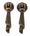 Antique Bronze Metal Drawer Cabinet Pulls 2 Pack With Screws, Single Hole Drop Handles 0.75 X 2.36 Inches, Rust Resistant Iron