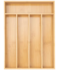 Smooth Bamboo Drawer Organizer With Five Deep Slots Keeps Kitchen Chaos Out Of Sight And Makes Grabbing Utensils Total No Sweat During Rush Hours natural bamboo finish