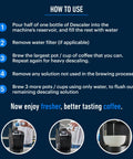 Instructions for Universal Descaling Solution For Coffee Makers And Espresso Machines Deep Cleans Limescale From Keurig Nespresso Breville