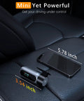 FHD 1080P Car Dash Cam With Night Vision 150 Degree Wide Angle 6G Lens placed on car seat next to smartphone