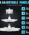 Ultra Bright 3500 Lumen LED Garage Light With Six Screw In Panels For E26 And E27 Sockets Pro Grade Performance details