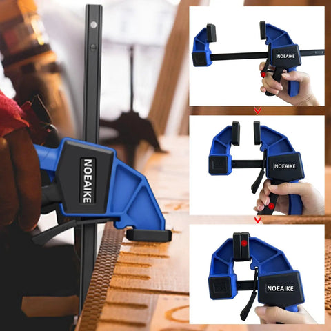 Woodworking Bar Clamps Set for the Shop Four Pack 12 Inch Lightweight Yet Sturdy One Handed Quick Grip Clamps in use