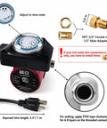 Hot Water Recirculating Pump With Automatic Timer And Stainless Steel Housing For Tank Heaters components and instructions layout.