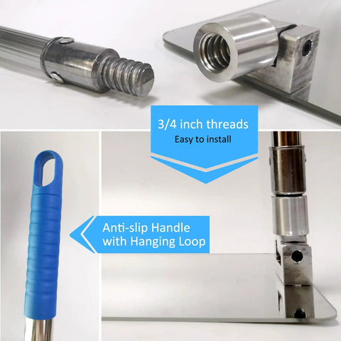 Close-up of Under Vehicle Inspection Mirror with threaded pole and anti-slip handle, 3/4 inch threads shown for secure assembly.