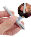 Badass Button Snap Tool Kit For Leather Jeans And Canvas With Sturdy Grommet Fastener Heavy Duty Metal Snaps setting tool in hand.