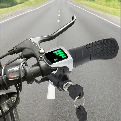 36V Half Twist Ebike Throttle Grip With Key Lock And LCD Display Right Hand Handlebar Throttle on open road