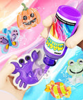Hands using Water Gel Elf Kit For Kids With 12 Color Magic Gels And 12 Shape Molds DIY STEM Aqua Kit to fill purple crab mold.