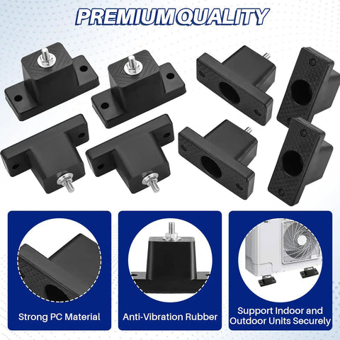 8 Pack Rubber Vibration Isolator Mounting Brackets For Outdoor Mini Split AC Condenser Heavy Duty Anti Vibration Mounts