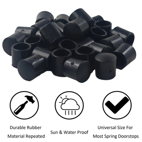 30 Pack 0.39 Inch Door Stop Bumper Caps Black Rubber Wall Protectors for Doors and Hinges Easy Fit Replacement Caps