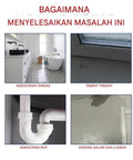 Heavy Duty Waterproof Sealant Liquid Nails Leak Repairs Fast Creates Unbreakable Bond That Stands Up To Weather Keeps Water At Bay For Good Seals Cracks And Gaps On Any Surface 100 Ml Bottle application examples in bathroom, including leaks around sink, window, pipe, and wall.