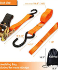 Trucker Grade Ratchet Tie Down Straps 8 Pack One Inch By 16 Feet Rock Solid Build With Beefy Rubber Handles securing gear with hooks and straps