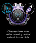 LCD screen on Outsize Cordless Vacuum Cleaner For Large Homes With 60 Minute Runtime 90 Percent More Power Power Trigger