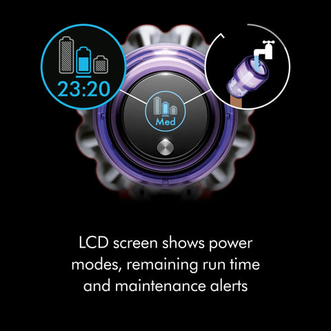 LCD screen on Outsize Cordless Vacuum Cleaner For Large Homes With 60 Minute Runtime 90 Percent More Power Power Trigger