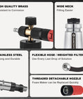 Wide Mouth Foam Cannon For Pressure Washer with Thick Snow Foam, adjustable nozzle, stainless steel and brass components