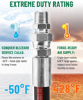 Heavy Duty Air Compressor Jumper Hose Kit With Sixty Inch Length And Half Inch NPT Swivel Ends, rated to -50°F and 428°F