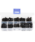 M4 Flat Head Phillips Countersunk Machine Screws And Hex Nuts Set, Black Bolts And Nuts Assortment, 220 Pieces In 6 Lengths, in storage box
