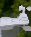Image of All In One Indoor Outdoor Wireless Weather Station with rain gauge, wind vane, and sensor for various data readings.