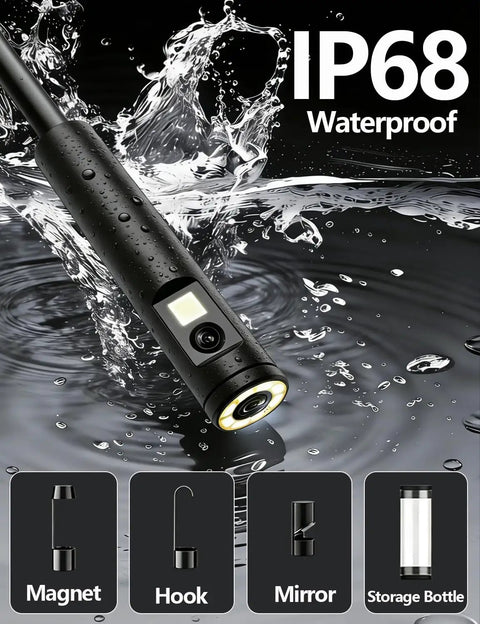 Dope Dual Lens Endoscope With Light 1920P HD Borescope, IP68 waterproof feature, accessories included, in water