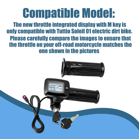 48V Throttle Integrated Display With M Key Replacement For Soleil 01 Electric Dirt Bike, 1 Pair, Compatible Only With Soleil 01 Off Road E Bike, Plug And Play Digital Gauge, Easy Install, Premium Replacement Part